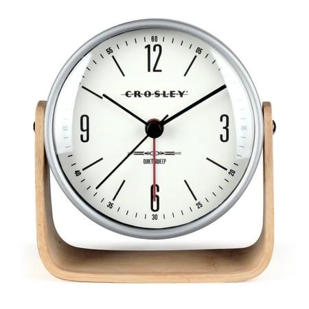 Crosley Analog Bamboo &amp; Metal Tilt Alarm Clock with Silent Sweep Movement- CR37022CN