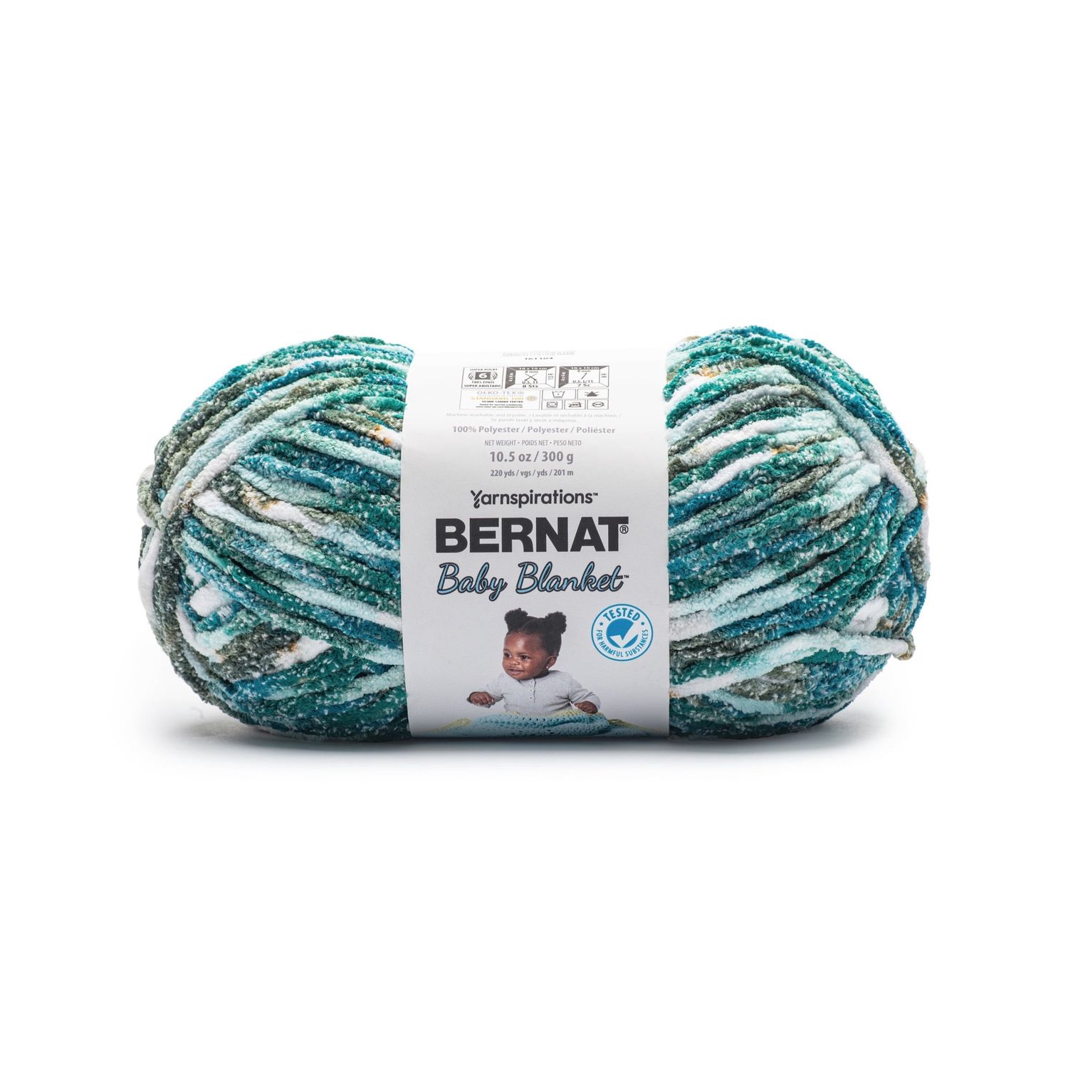 Bernat Baby Blanket #6 Super Bulky Polyester Yarn, Lagoon 10.5oz/300g 220 Yards