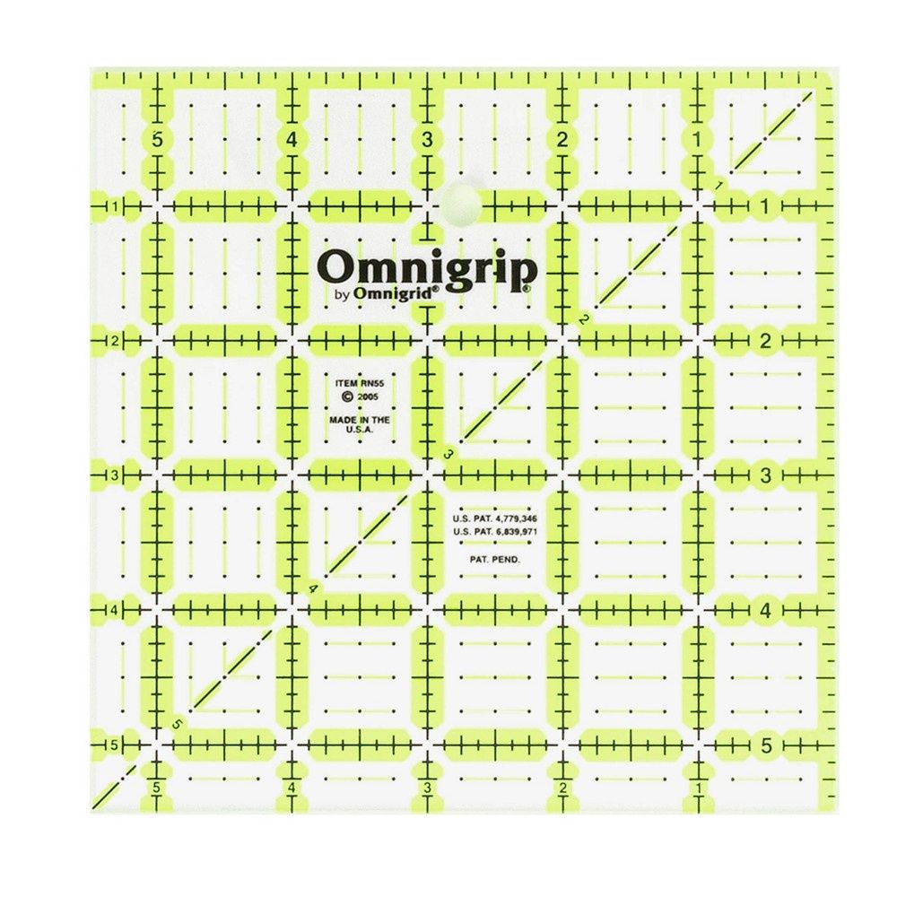 Omnigrid 5-1/2"x5-1/2" Non-Slip Square Quilting Ruler