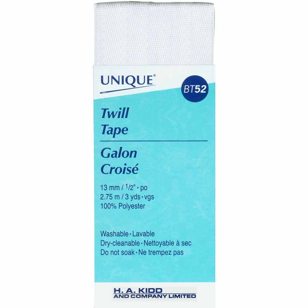 Unique 1/2" Twill Tape - White