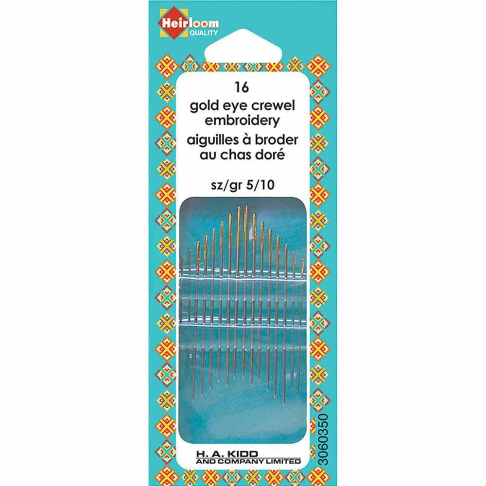 Heirloom Gold Eye Crewel Embroidery Needles - 16 Pc
