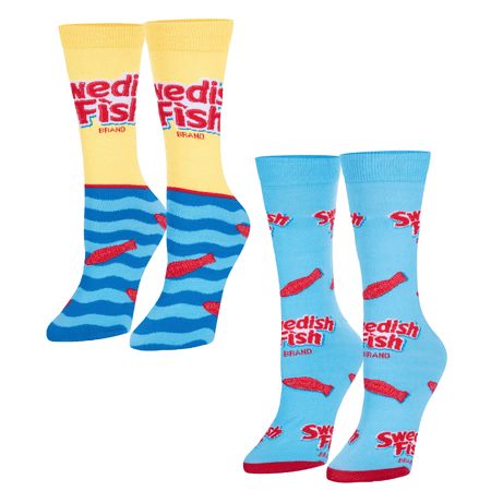 Swedish Fish Candy Socks for Adults Funny Graphic Prints Mix &amp; Match 2 Pack
