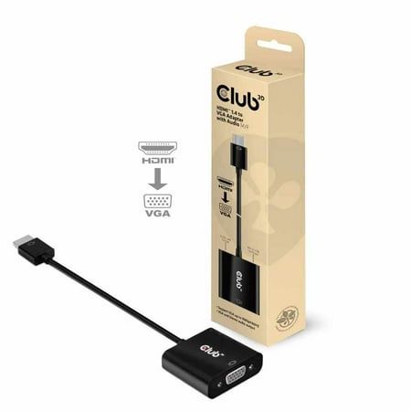 Club3D HDMI 1.4 TO VGA Active Adapter with Audio Male/Female Black Adapters