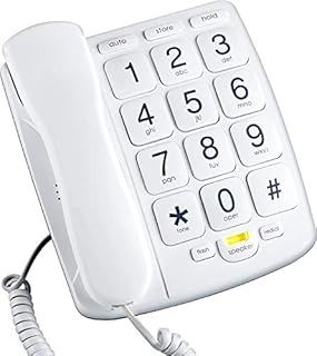 Packard Bell PB300WH Big Button Phone for Elderly Seniors Landline Corded Phone with Speakerphone White