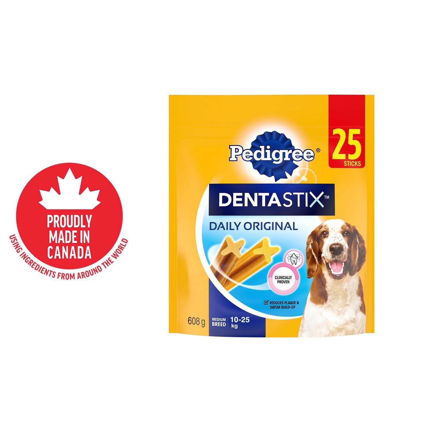 Pedigree Dentastix Oral Care Medium Breed Dog Treats Original, 25 Sticks 608g Pouch 25