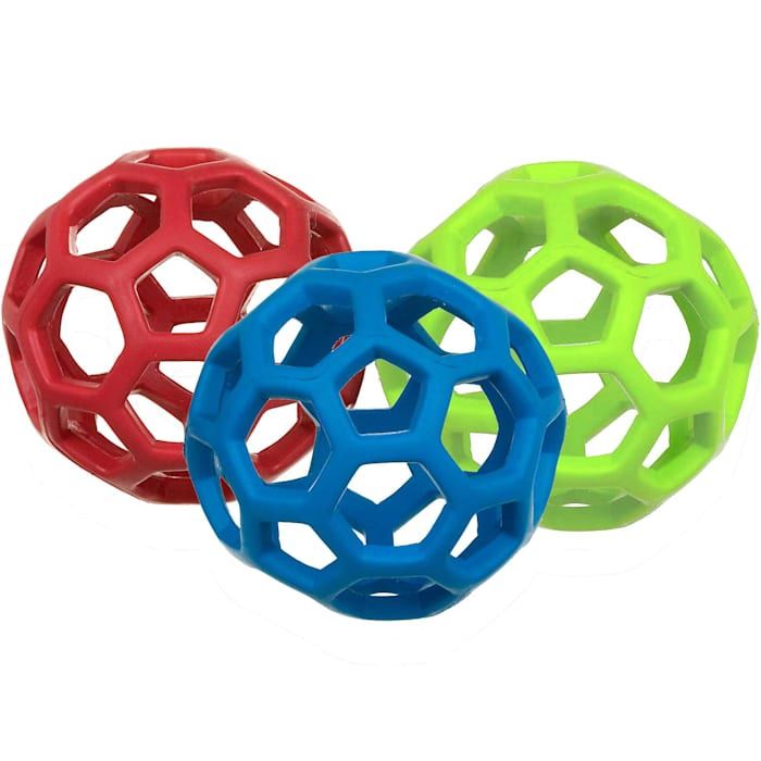 JW Hol-ee Roller Dog Fetch Treat Dispenser Rubber Puzzle Ball; Small 3 inch Diameter