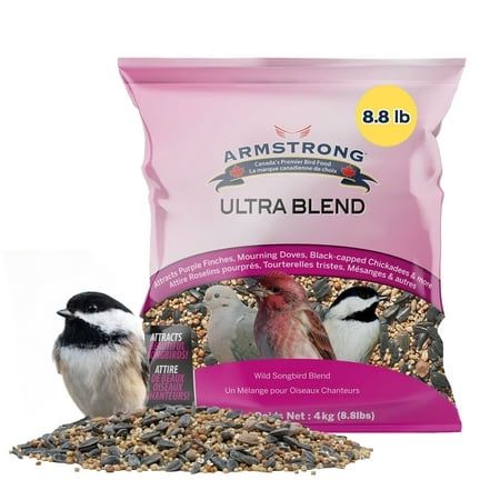 Armstrong Wild Bird Food Ultra Blend 8.8 Pounds - with White Millet Red Milo Wheat Black Oil Sunflower Red Millet &amp; Peanuts for Purple Finches Black-Capped Chickadees and More