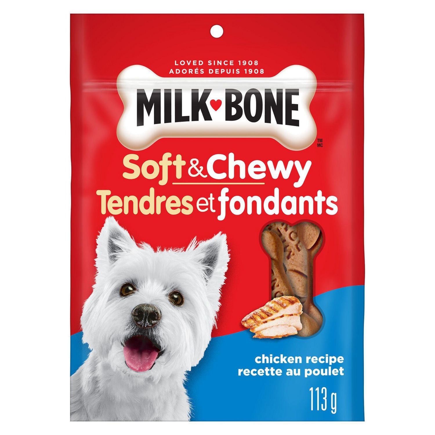 Milk-Bone Soft &amp; Chewy Dog Treats, Chicken Recipe 113g