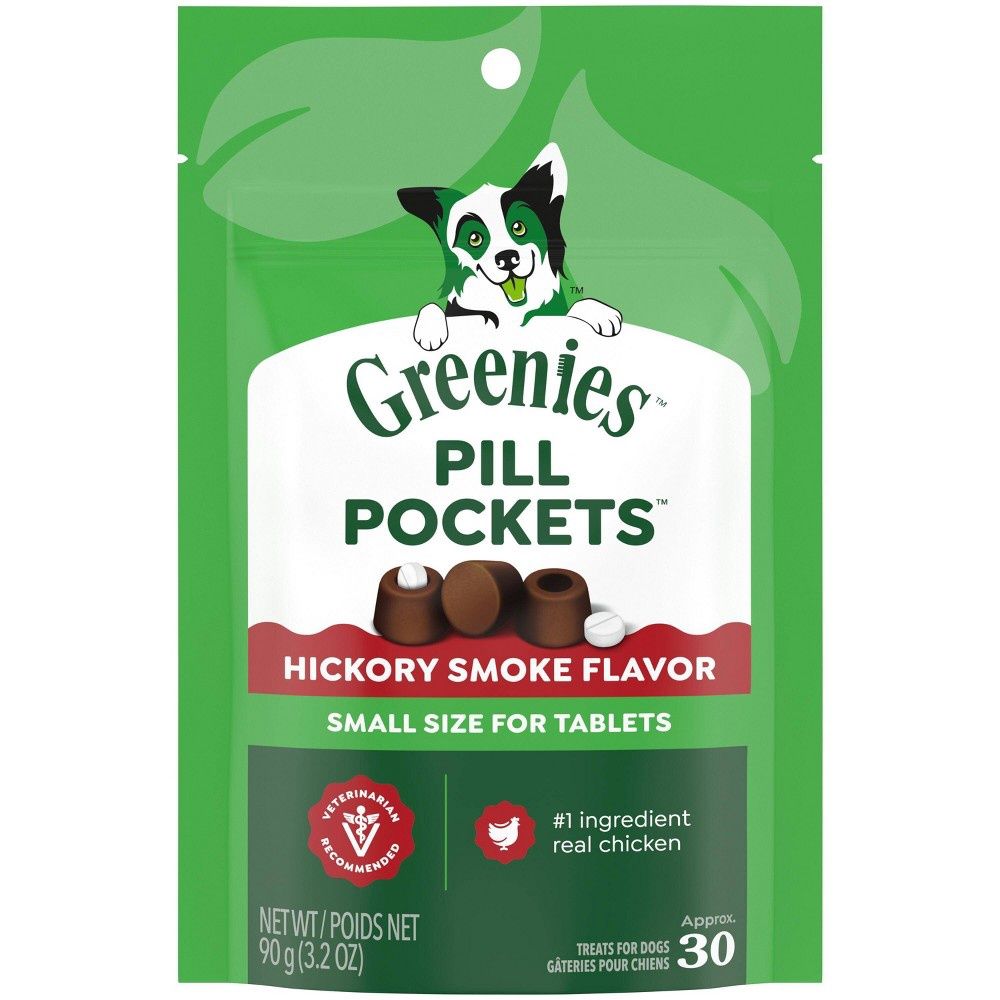 Greenies Pill Pockets Tablet Size Chicken Hickory Smoke Flavor Chewy Dog Treats - 3.2 oz/30ct