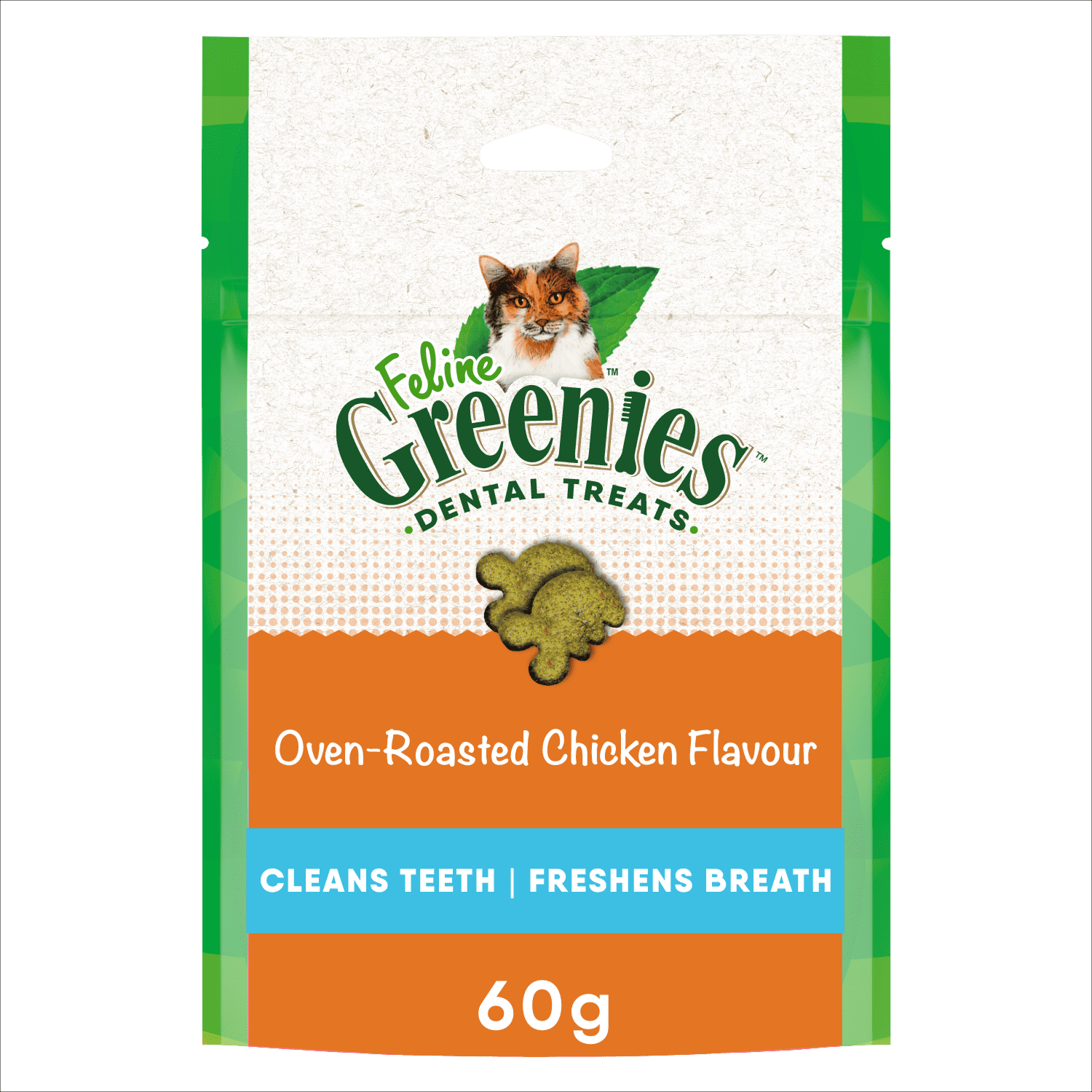 Feline Greenies Dental Treats 60g - Oven- Roasted Chicken Flavor