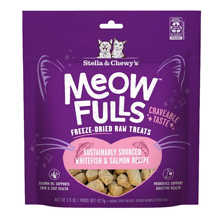 Stella &amp; Chewy's Meowfulls Whitefish &amp; Salmon Recipe Freeze Dried Cat Treats, 1.5 oz.
