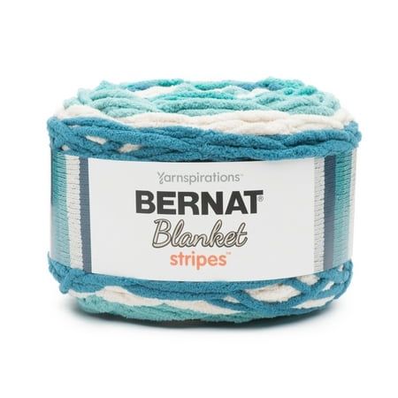 Bernat® Blanket Stripes™ #6 Super Bulky Polyester Yarn Teal Deal 10.5oz/300g 220 Yards