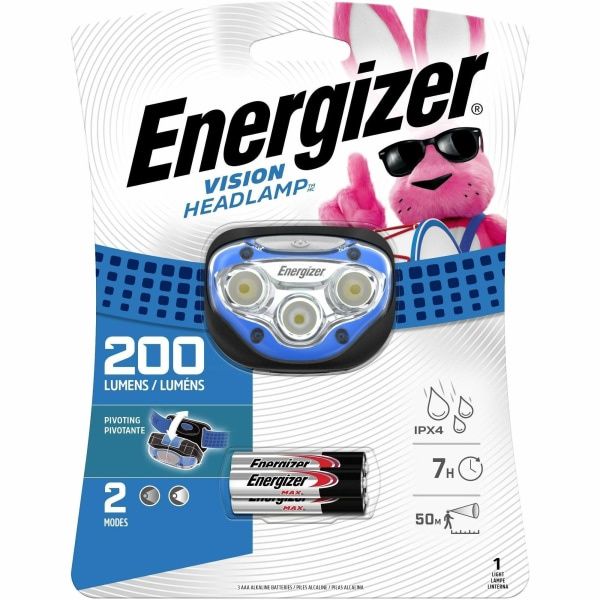 Energizer Vision LED Headlamp Bright 200 Lumens for Camping Running Jogging Hunting Hiking and Reading 3 AAA Batteries Included