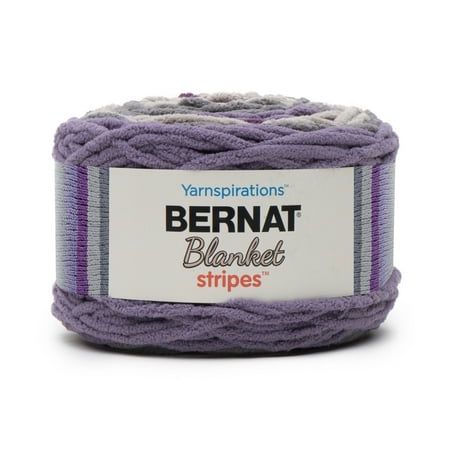 Bernat® Blanket Stripes™ #6 Super Bulky Polyester Yarn Eggplant 10.5oz/300g 220 Yards
