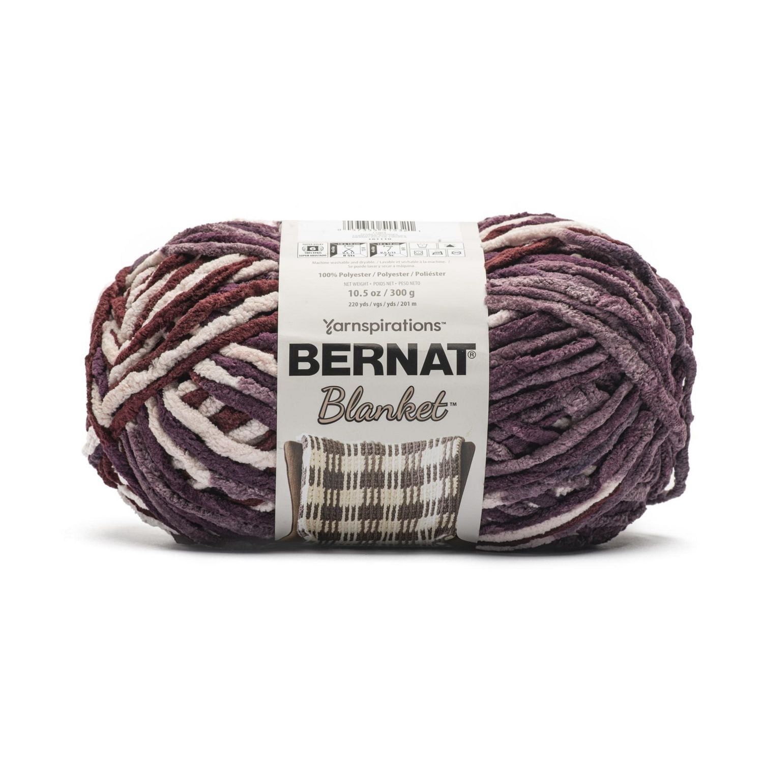 Bernat Blanket #6 Super Bulky Polyester Yarn, Plum Preserves 10.5oz/300g, 220 Yards