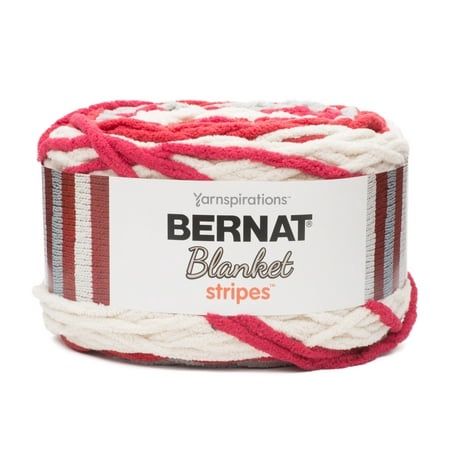 Bernat Blanket Stripes Yarn Red Alert 10.5oz(300g) Super Bulky Polyester