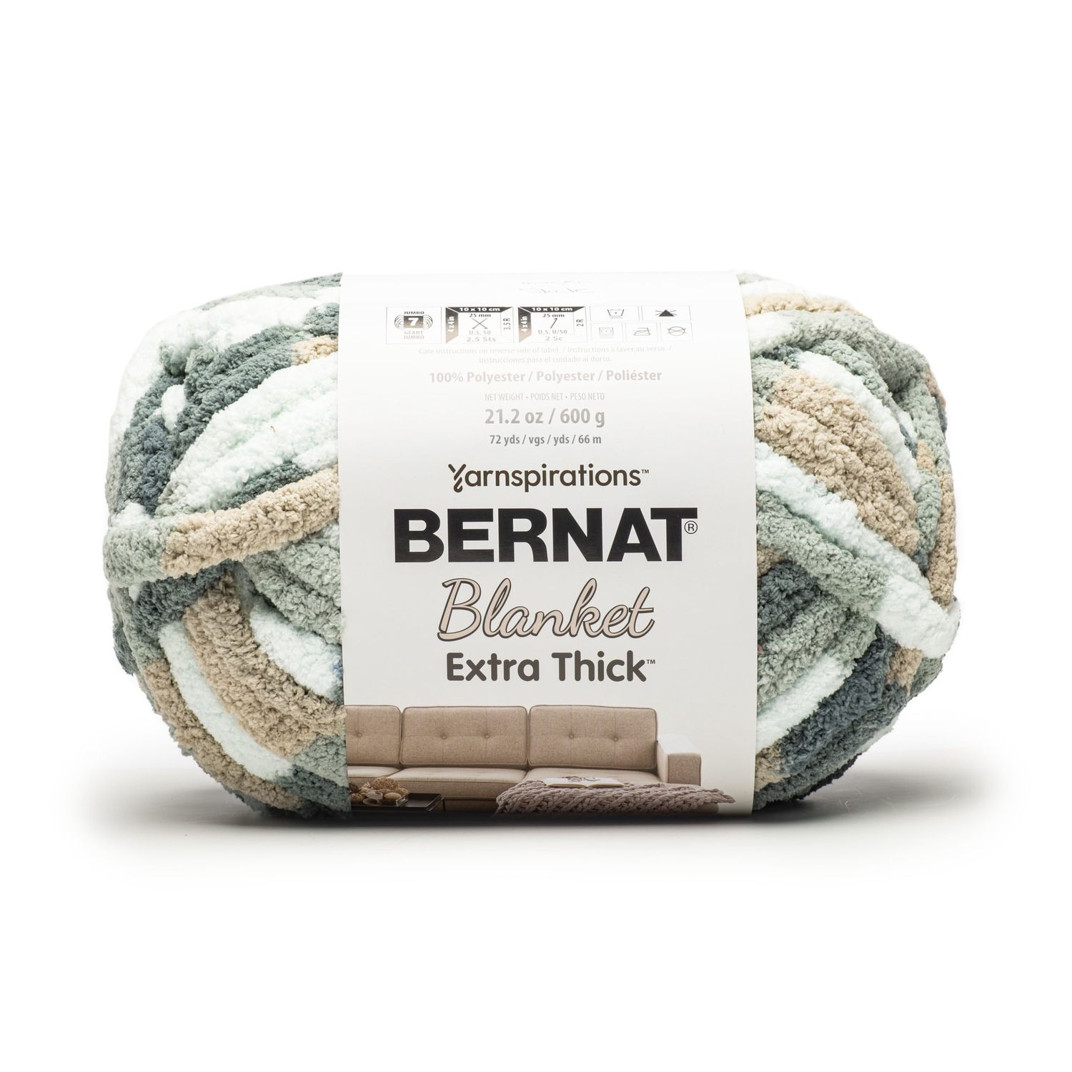 Bernat Blanket Extra Thick #7 Jumbo Polyester Yarn, Slate 21.2oz/600g 72 Yards