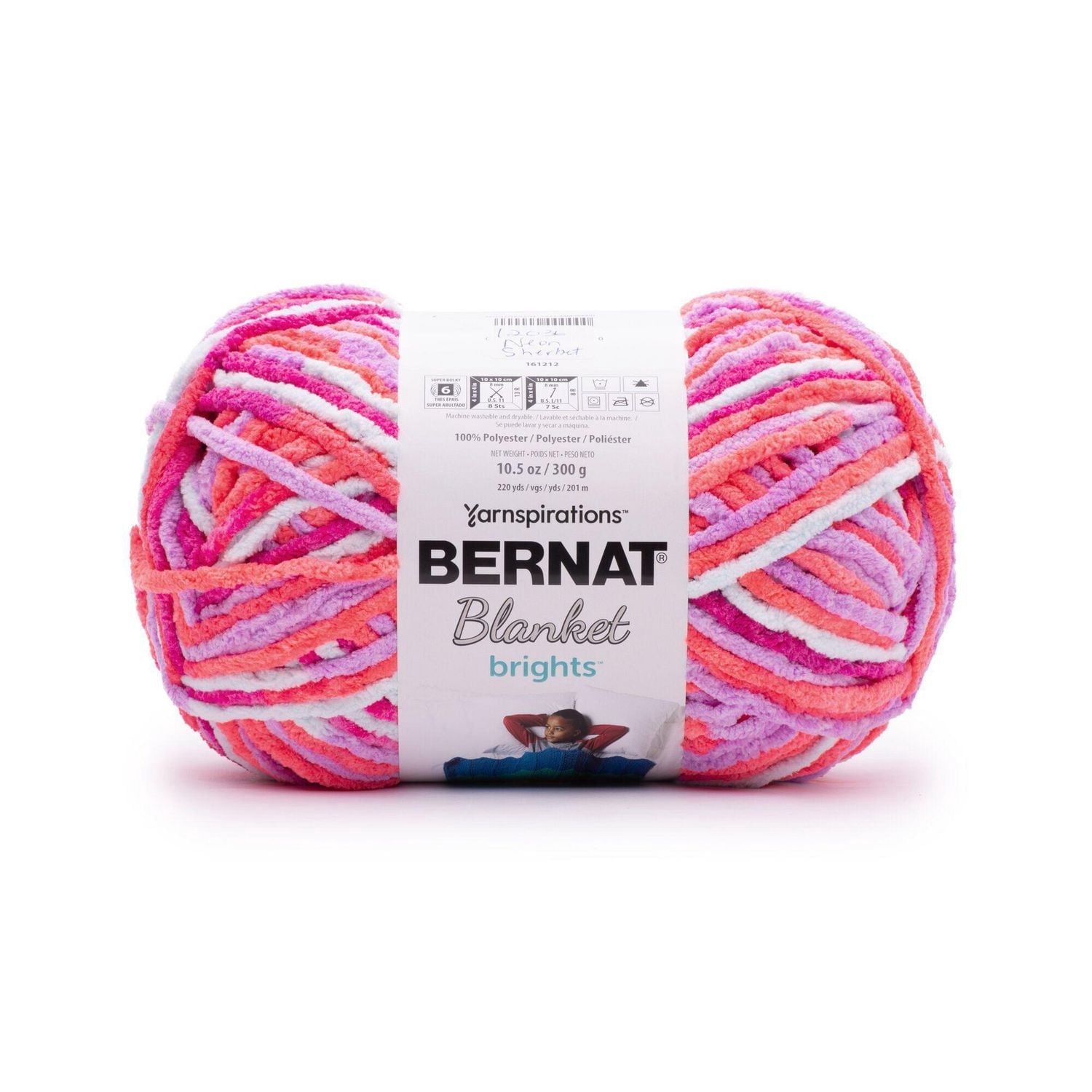 Bernat Blanket Brights Big Ball Yarn-Neon Sherbet