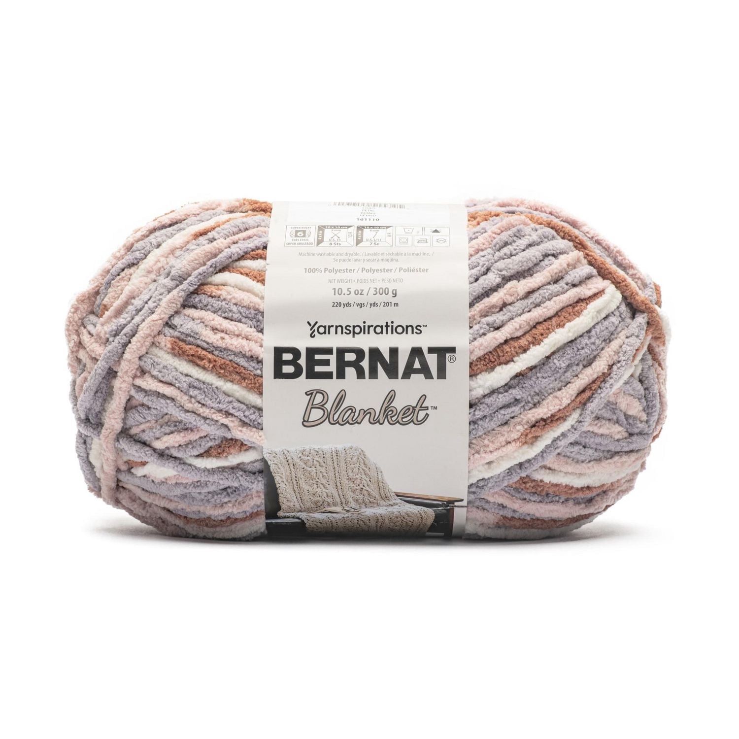 Bernat Blanket #6 Super Bulky Polyester Yarn, Petal 10.5oz/300g, 220 Yards
