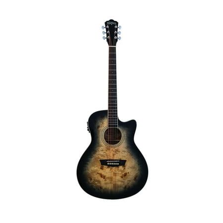 Washburn Deep Forest Burl Grand Auditorium Acoustic Electric Guitar - Black Fade