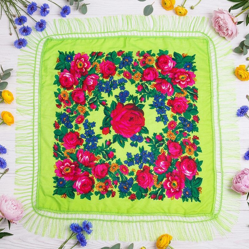 30" x 30" Kokom Floral Scarf - Neon Green