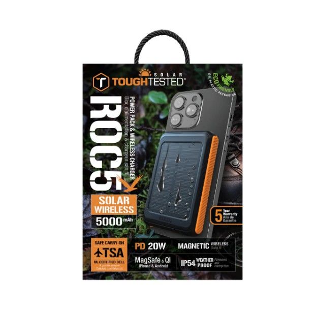 ToughTested ROC5 5,000mAh MagSafe Solar Power Bank &amp; Wireless Charger