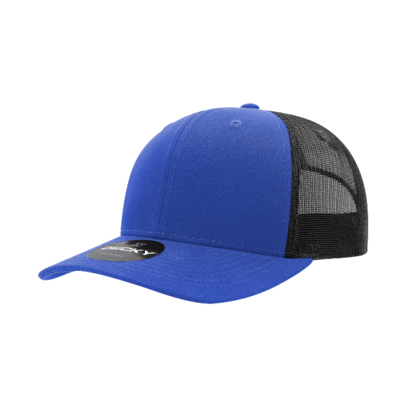 Decky 6021 Mid Profile 6 Panel Poly Cotton Trucker Cap - Royal/Black
