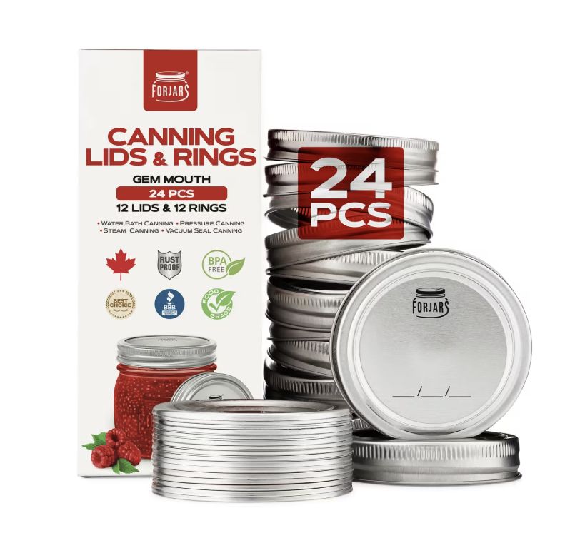 ForJars Gem Mouth Jar Lids &amp; Rings - 12 Pack