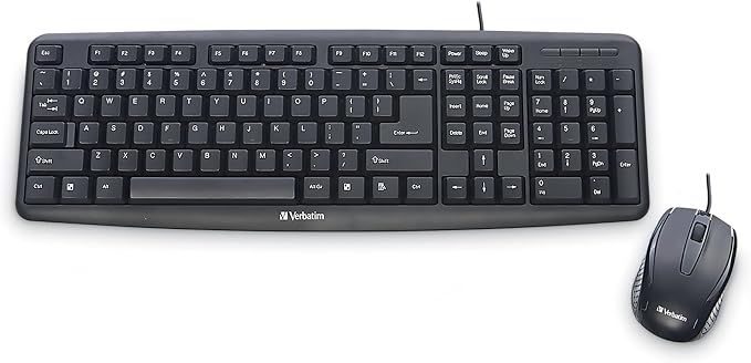 Verbatim Slimline Corded USB Keyboard and Mouse