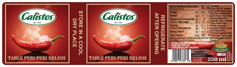 Calistos Table Peri-Peri Relish 250ml