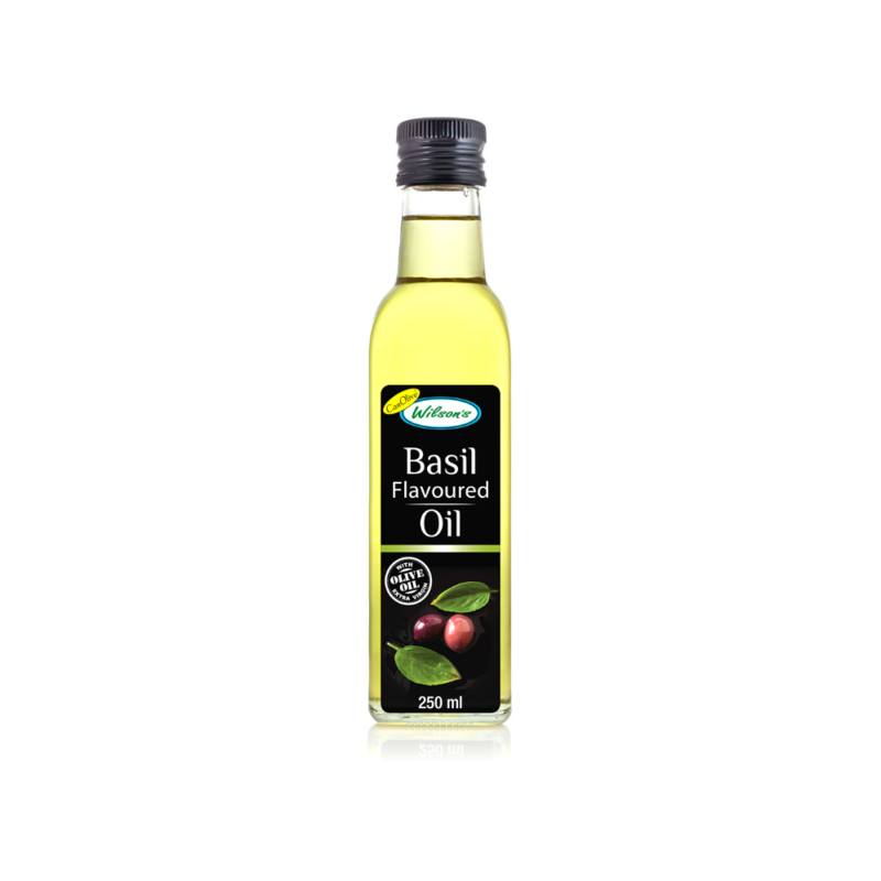Wilsons Basil Flavoured Olive Oil, a product of Modena, Italy. 250ml