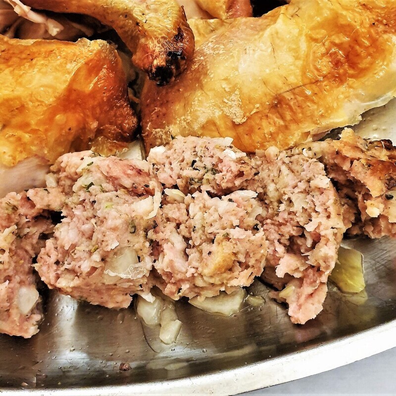 Meat Stuffing - Ready to cook, prepared stuffing for roasts.