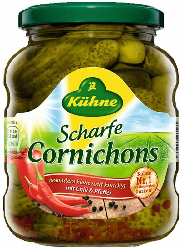 Kühne - Snack Cornichons - spicy 330g Kühne - Snack Cornichons - spicy 330g