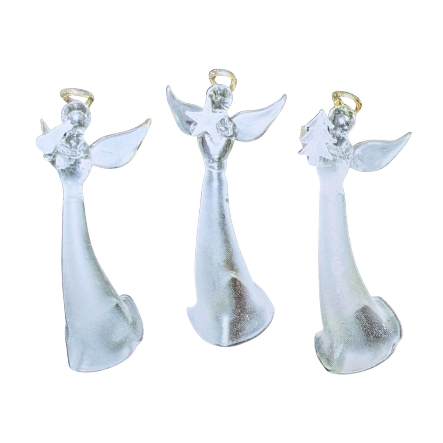 #41002 GLASS ANGEL W/HORN/STAR/TREE A/3