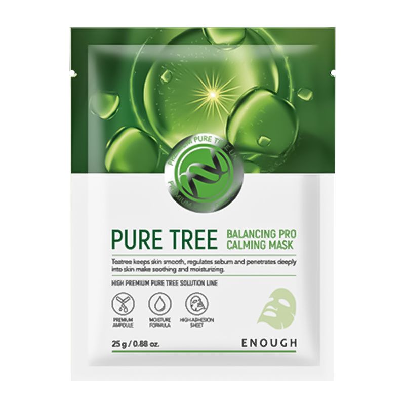 ENOUGH Maska do twarzy o działaniu łagodzącym z drzewem herbacianym Pure Tree Balancing Pro Calming Mask