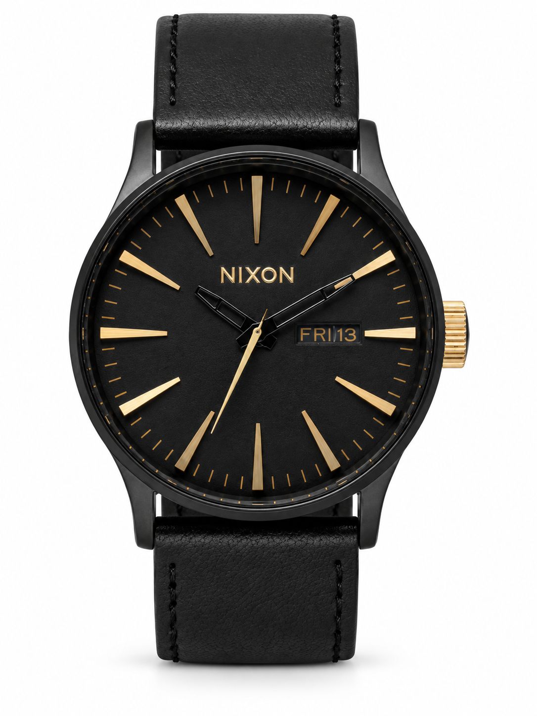 Nixon - Sentry Leather - Matte Black / Gold