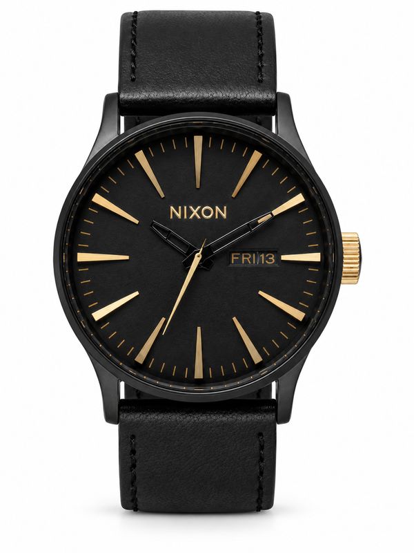 Nixon - Sentry Leather - Matte Black / Gold