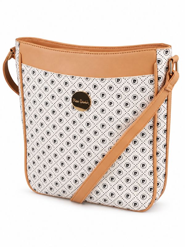 Pierre Cardin - Karina Crossbody - White with Beige Trim