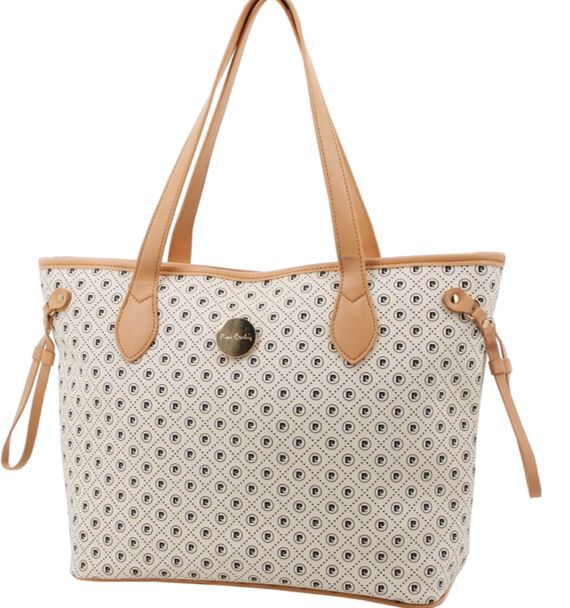 Pierre Cardin - Karina Tote - White with Beige Trim