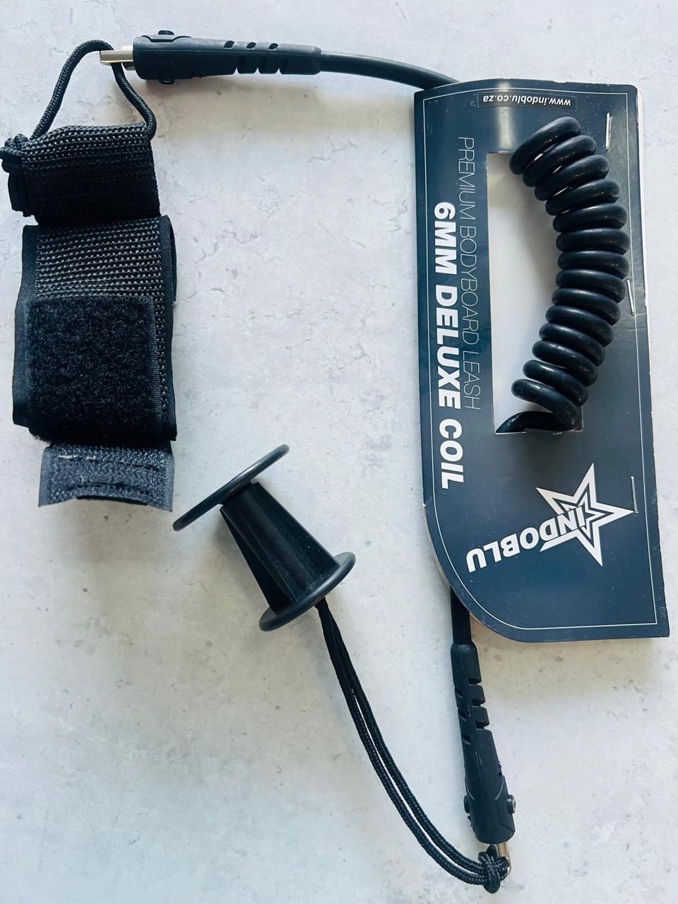 Indoblu - Bodyboard - De Luxe Coil Leash - Black, Size.: 6mm