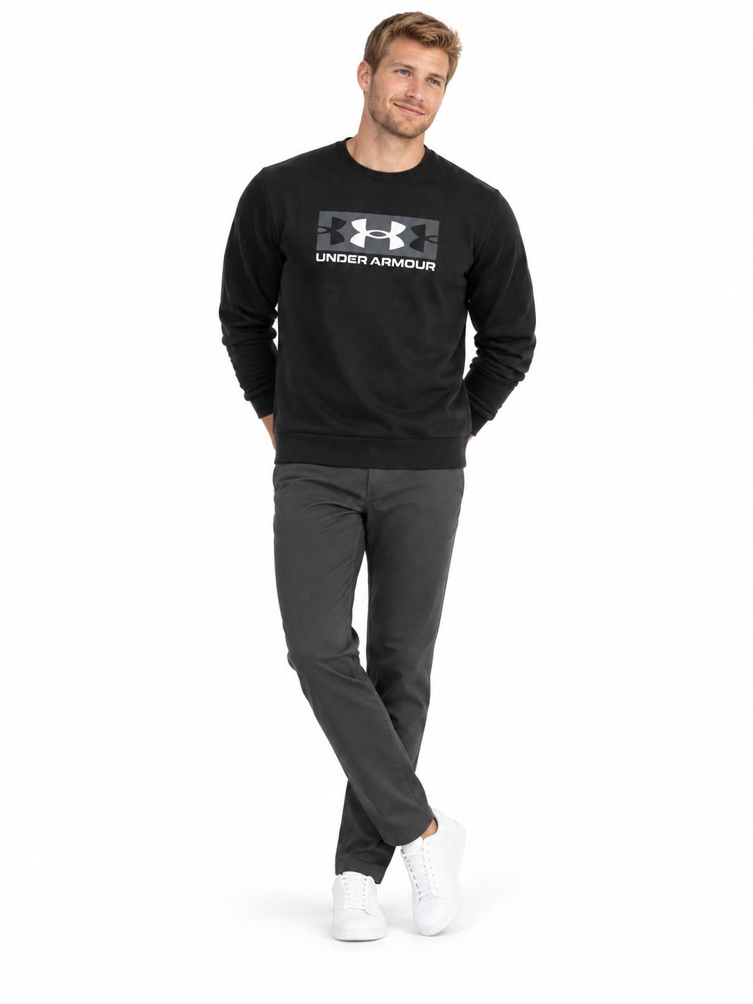 Under Armour - UA Rival Terry Logo Crew Q2 - 1390140, Colour: Black-001, Sizes: X-Small