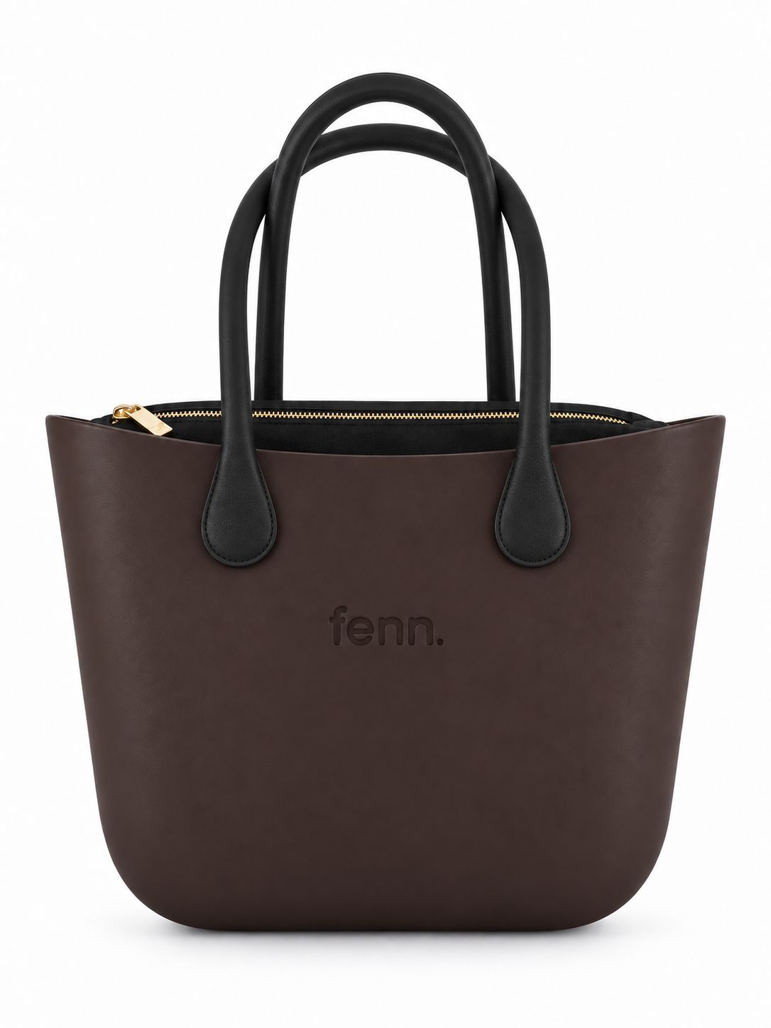 Fenn Collection - Original Bag Chocolate - 1087, Handles: Black/Microfiber Handles, Inner Colour: Black/Gold Zipper