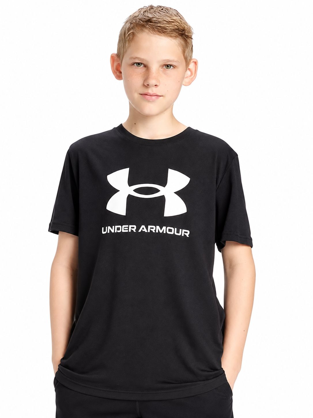 Under Armour - Tees - UA B Sport Style Logo SS - Black, Colour: Black, Sizes: Y-Small