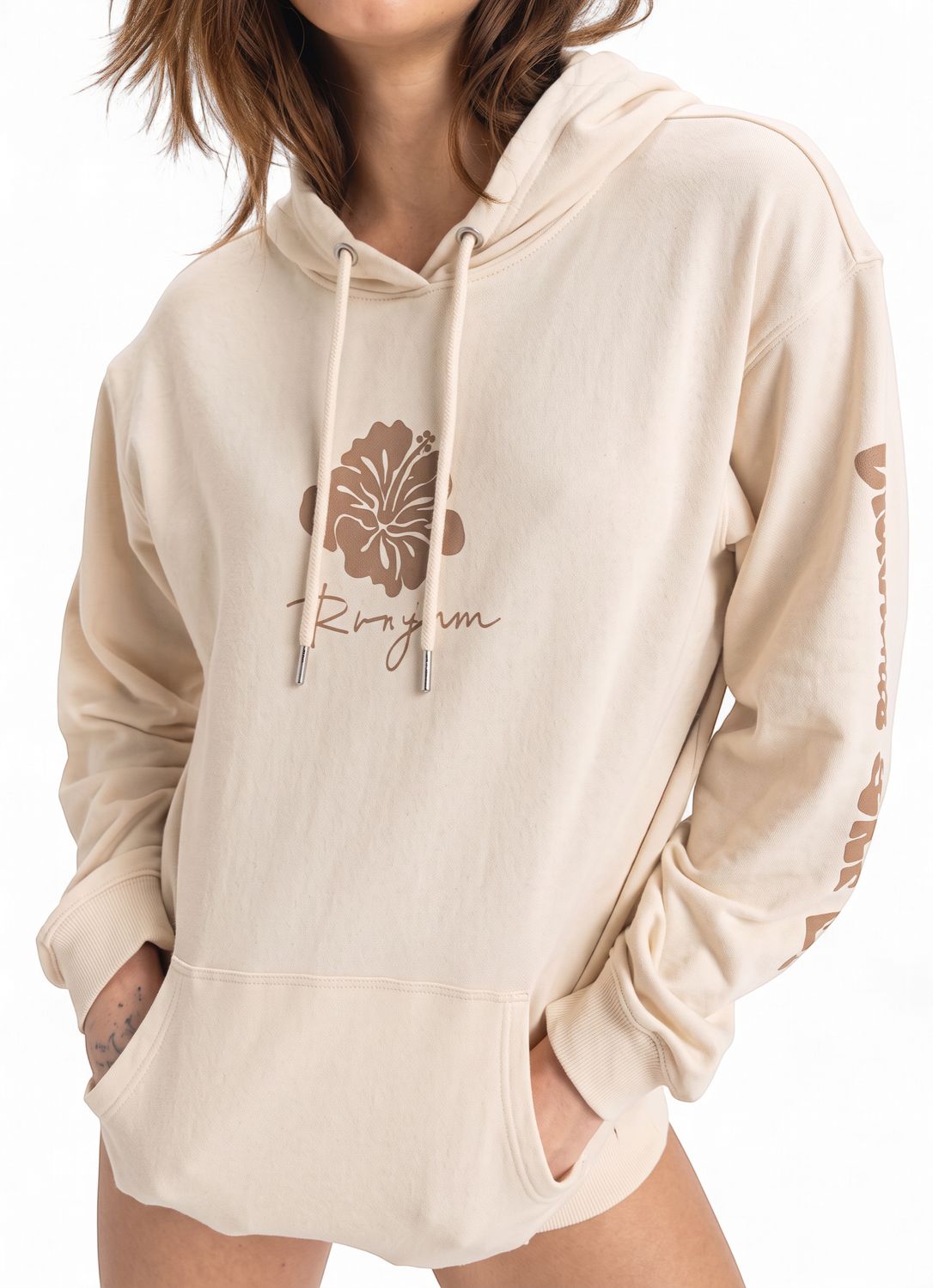 Roxi - Surf Stoked Hoodie Terry Vint- Parchment, Sizes: XS