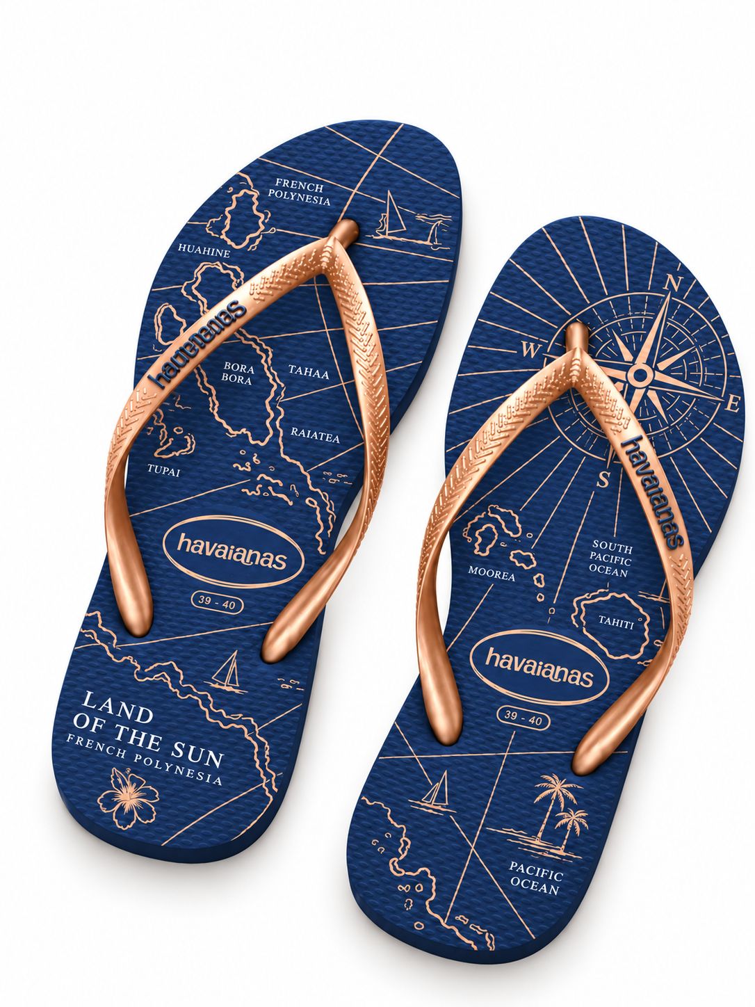 Havaianas - Slim Nautical - Nautical map prints, Sizes: W37/38