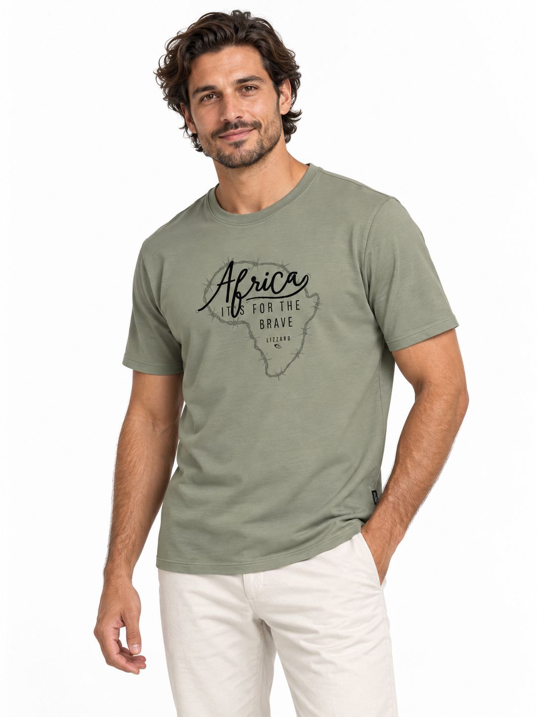Lizzard - Barbedwire S/S  Tee - Tea - SAM155, Sizes: Small