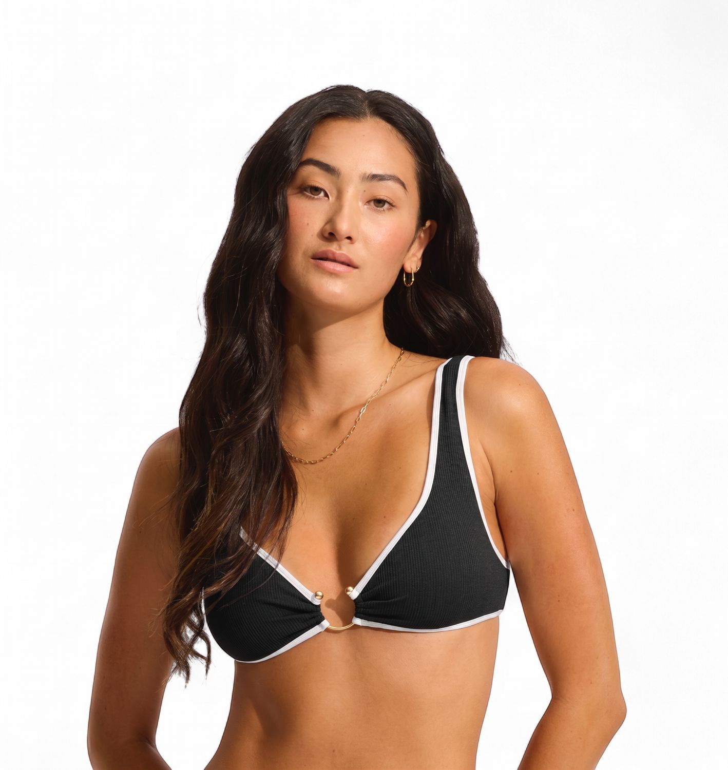 Seafolly - Beach Bound Ring Front Tank -  Black, Size.: 32