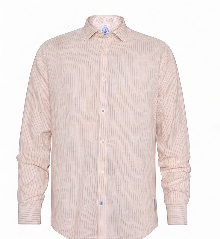 FNF - 31.021- Rose Pink Striped Linen Long Sleeve Shirt