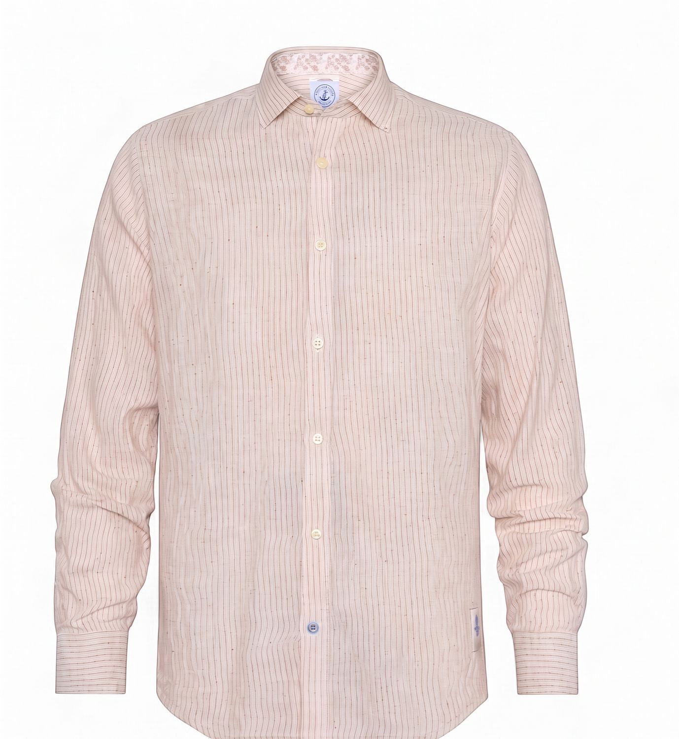 FNF - 31.021- Rose Pink Striped Linen Long Sleeve Shirt, Size.: X-Small