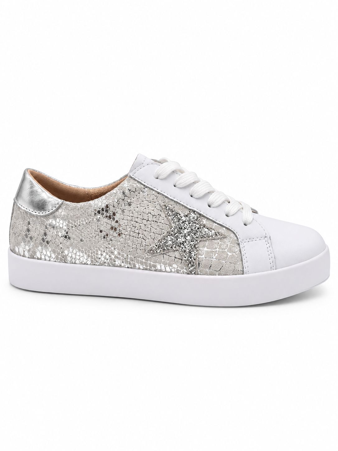 Julz - Sydney - ﻿White + Silver Snake, Sizes: UK3-(36)